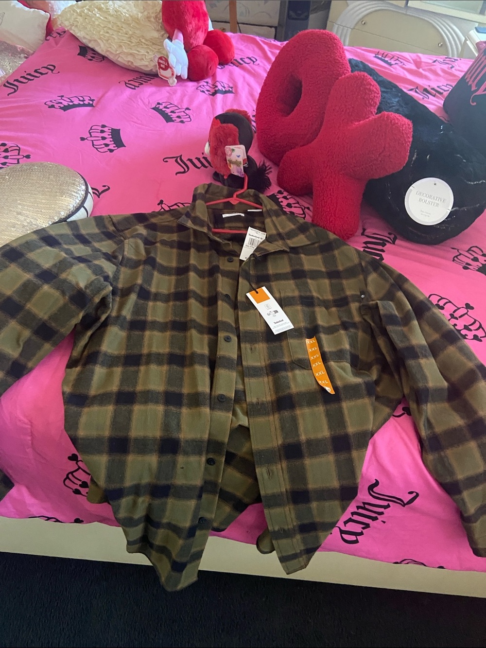 Timberland Olive Green Plaid Button-Down Shirt